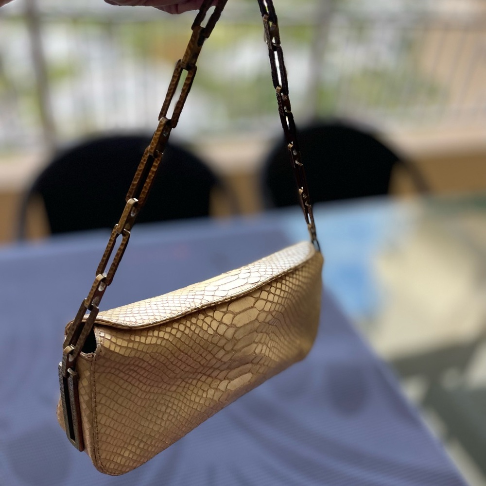 NINA RICCI clutch golden leather VINTAGE for collectors